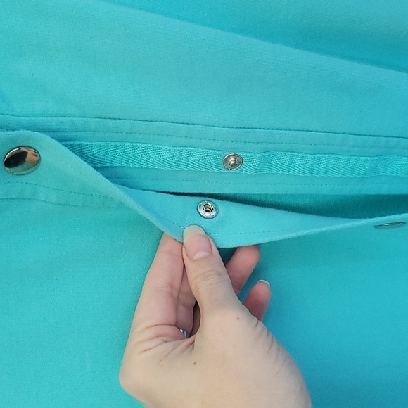[EUC] Karen Scott Sport Aqua-Teal Snap-down Polo Jacket w/ Tab Sleeves & Pockets - Picture 8 of 12